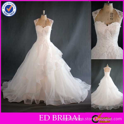 LN70 Detachable Shoulder Strap Hallow back Real Sample Organza Fabric Wedding Dress